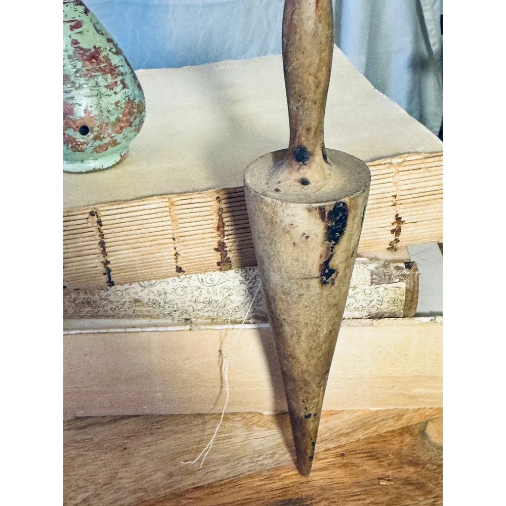 Duncan Whistler Top & Vintage Wooden Tool Set Green Red Primitive Antique Decor